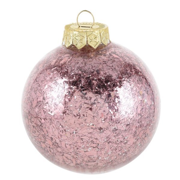 Χριστουγεννιάτικη Μπάλα Ροζ με Κομφετί (10cm)